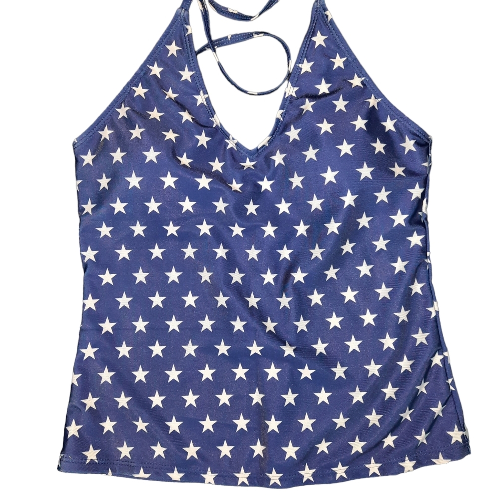 Bobbie Brooks Patriotic Stars Tankini Top SZ M